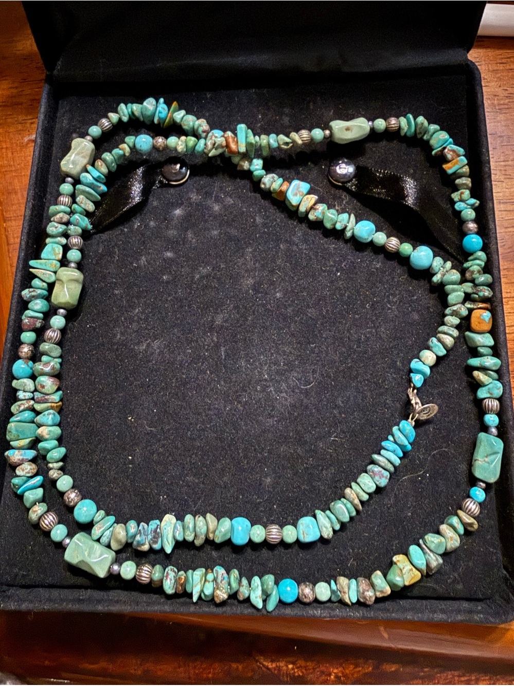 Turquoise Chip Beaded Necklace - Women's Jewelry made by Native Americans in AZ.